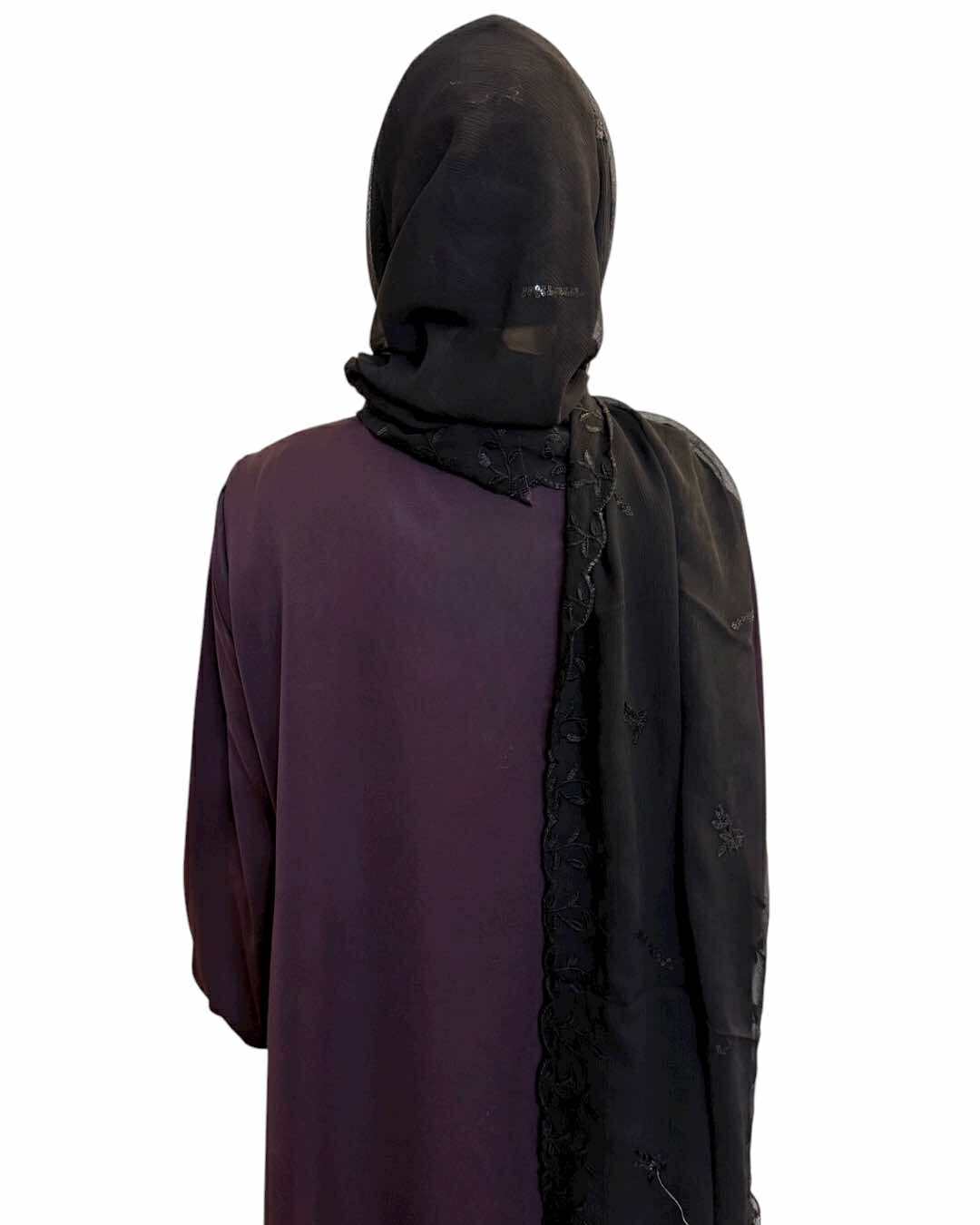 Chiffon Sequins dupatta - Black (Design 1)