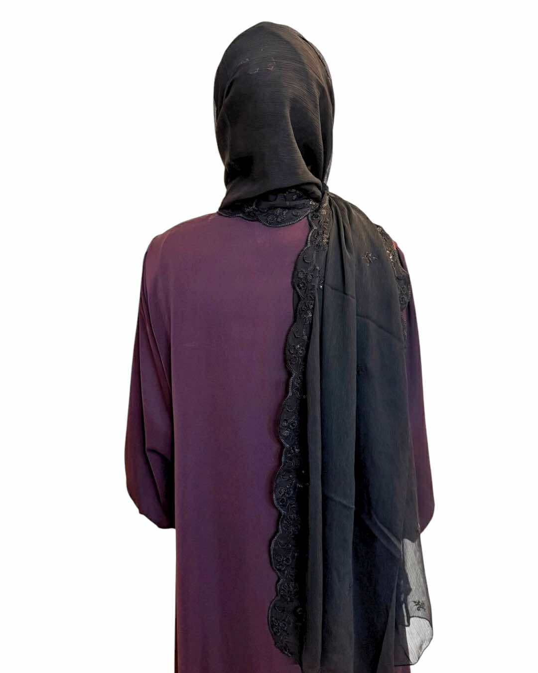 Chiffon Sequins dupatta - Black (Design 2)