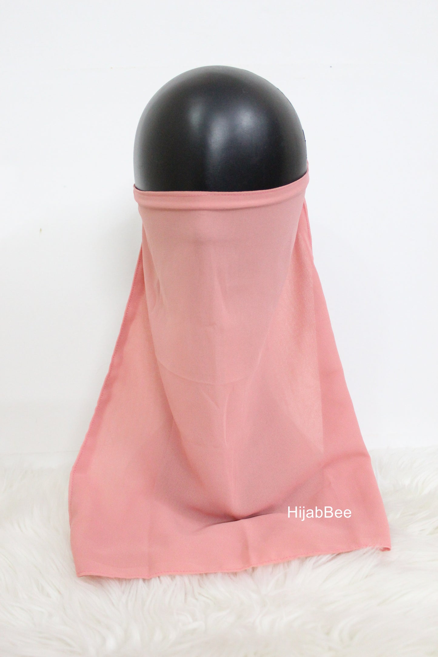 Tie back niqab - Rosy Blush