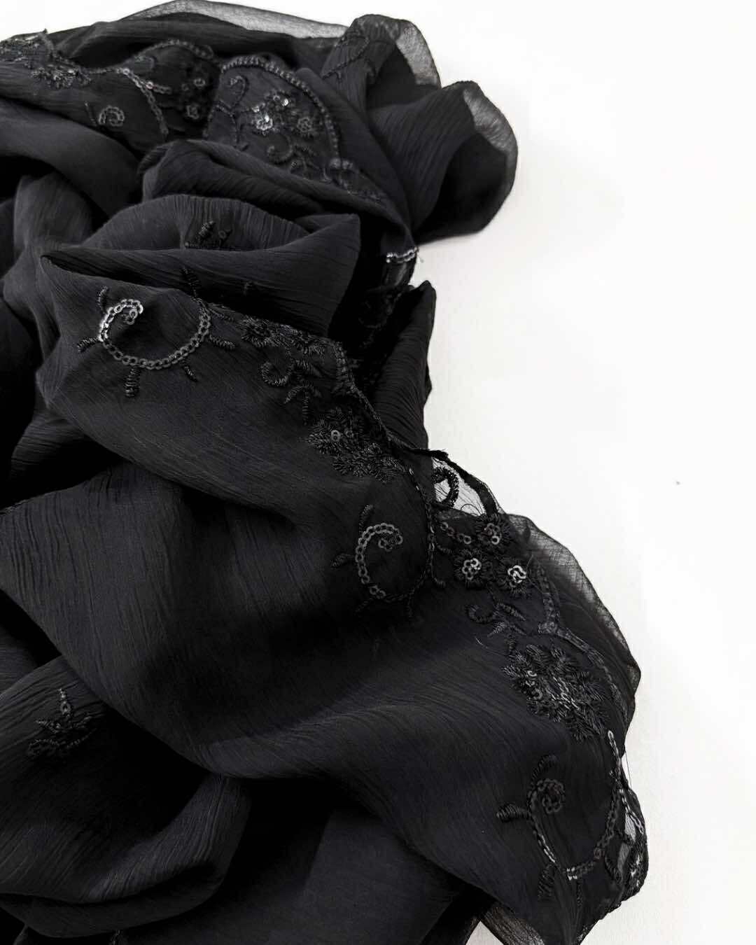 Chiffon Sequins dupatta - Black (Design 2)