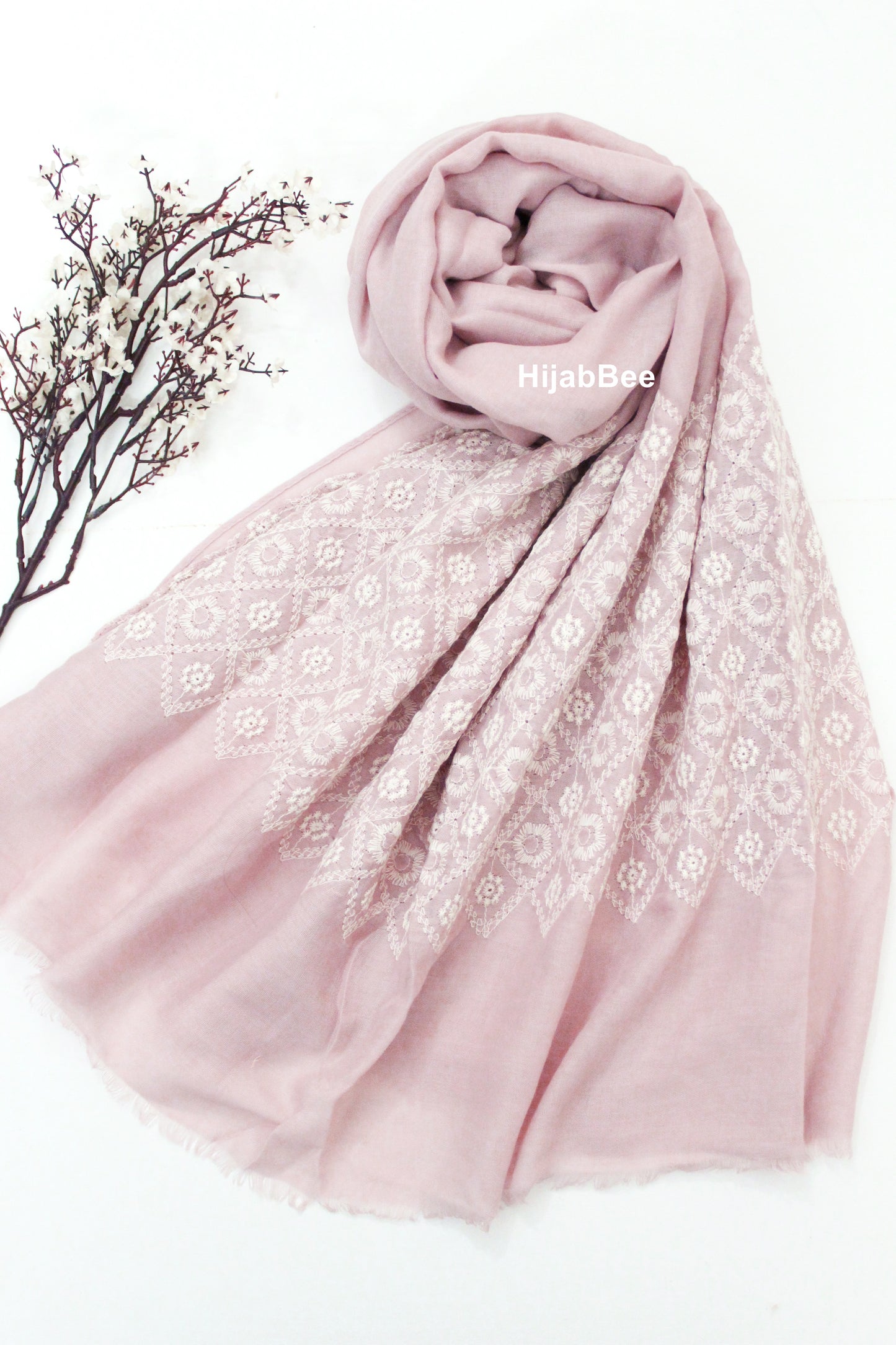 EMBROIDERED MESH - TEA PINK