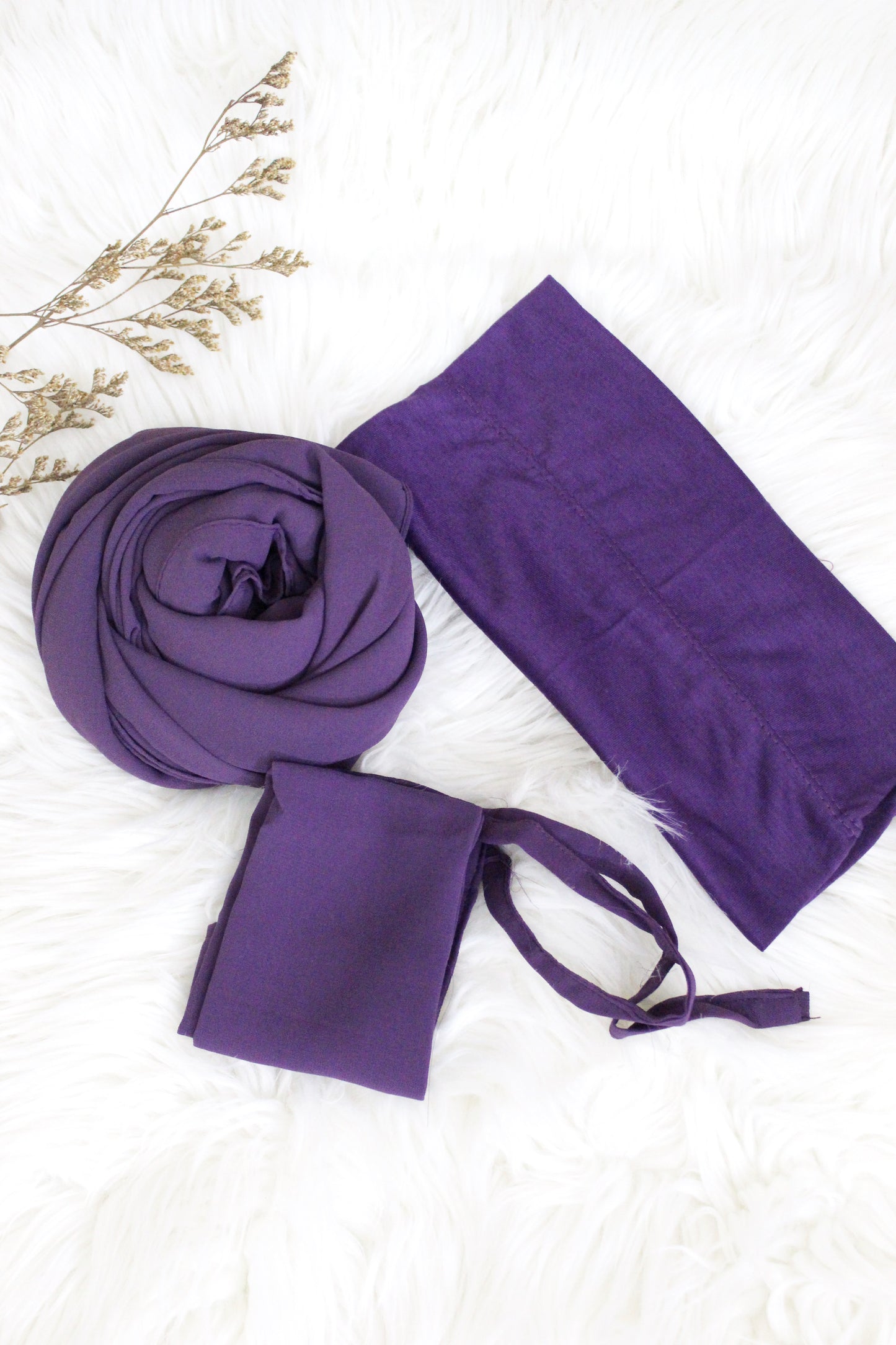 Hijab + Niqab + Cap set - Purple berry