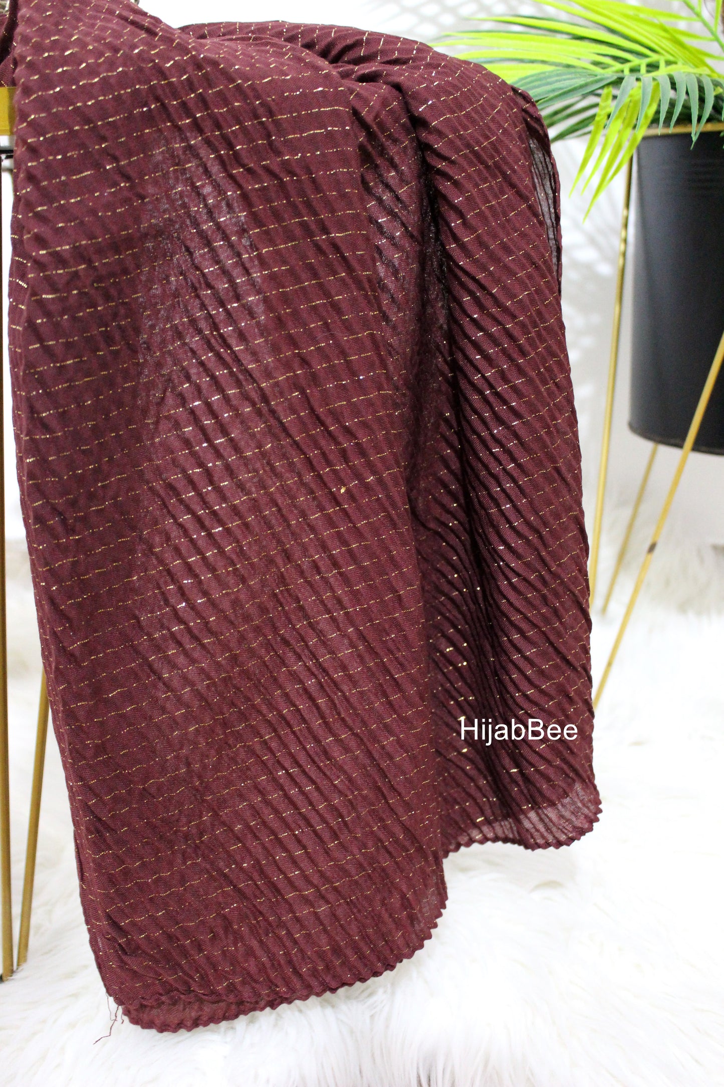 PLEATED GOLD - BURGUNDY