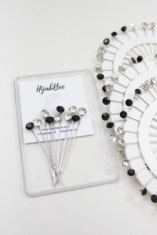 10 LONG PINS (SILVER/BLACK)