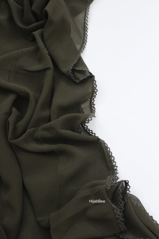 LACED GEORGETTE - ARMY GREEN