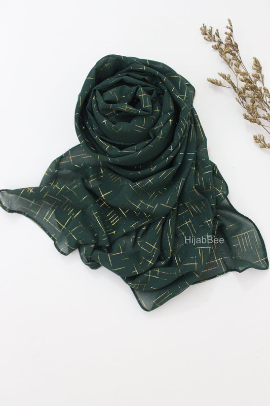 MOSAIC GEORGETTE - BOTTLE GREEN