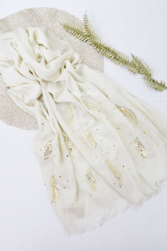 SEQUINS LEAF - CREAM