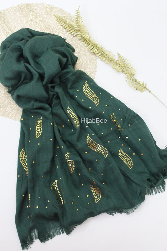 SEQUINS LEAF - DARK GREEN