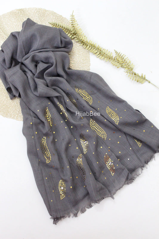 SEQUINS LEAF - GREY