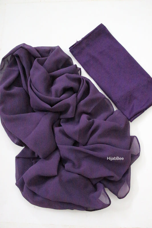 Hijab + Cap set - Purple berry