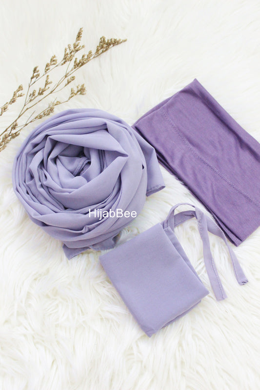 Hijab + Niqab + Cap set - Lavender