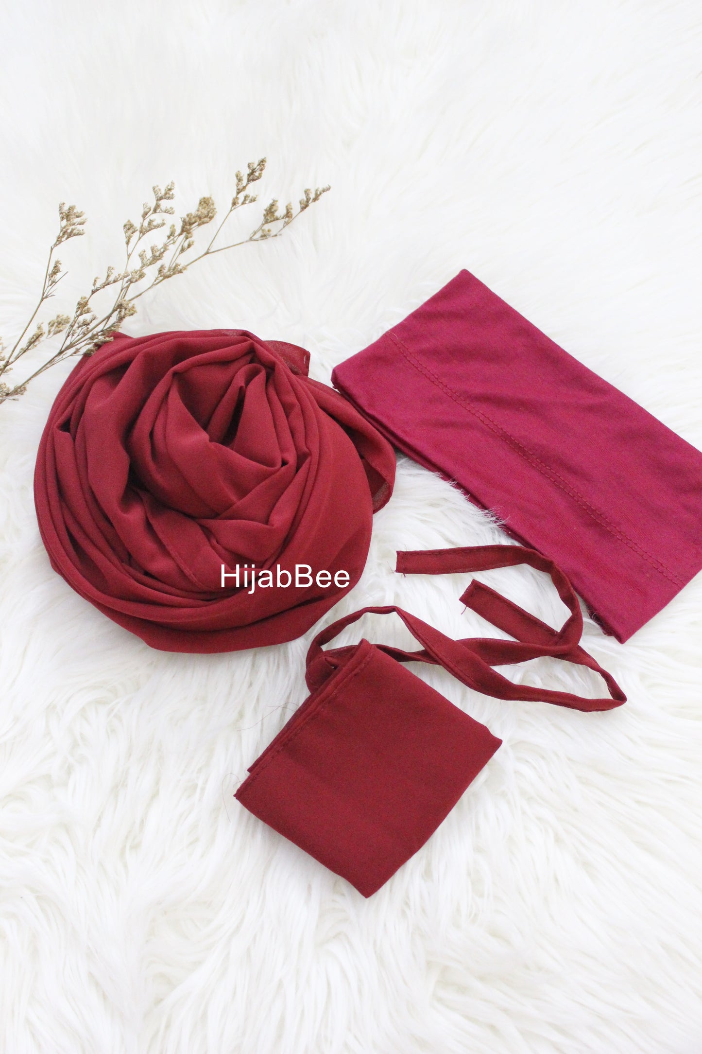 Hijab + Niqab + Cap set - Maroon