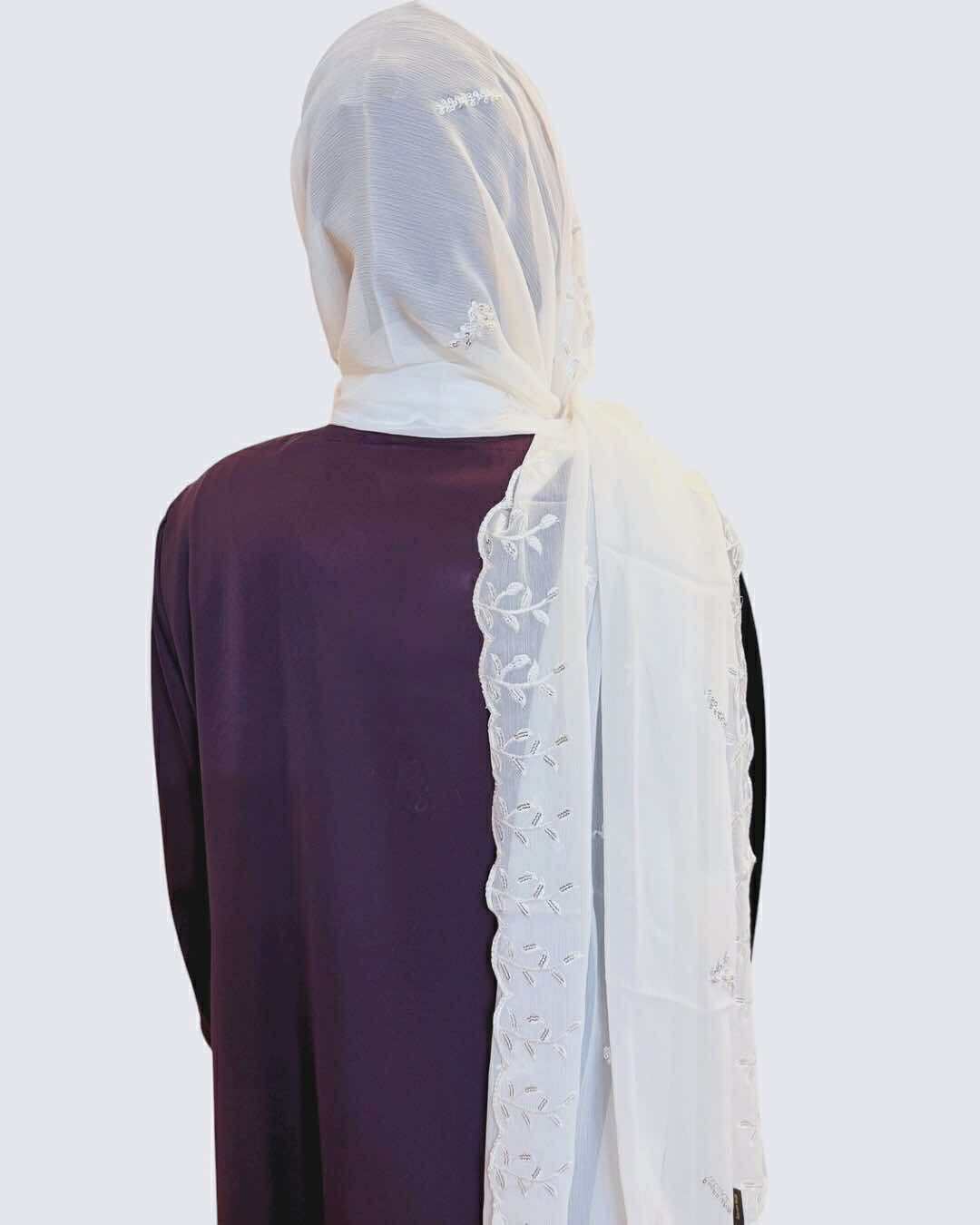 Chiffon Sequins dupatta - White (Design 1)