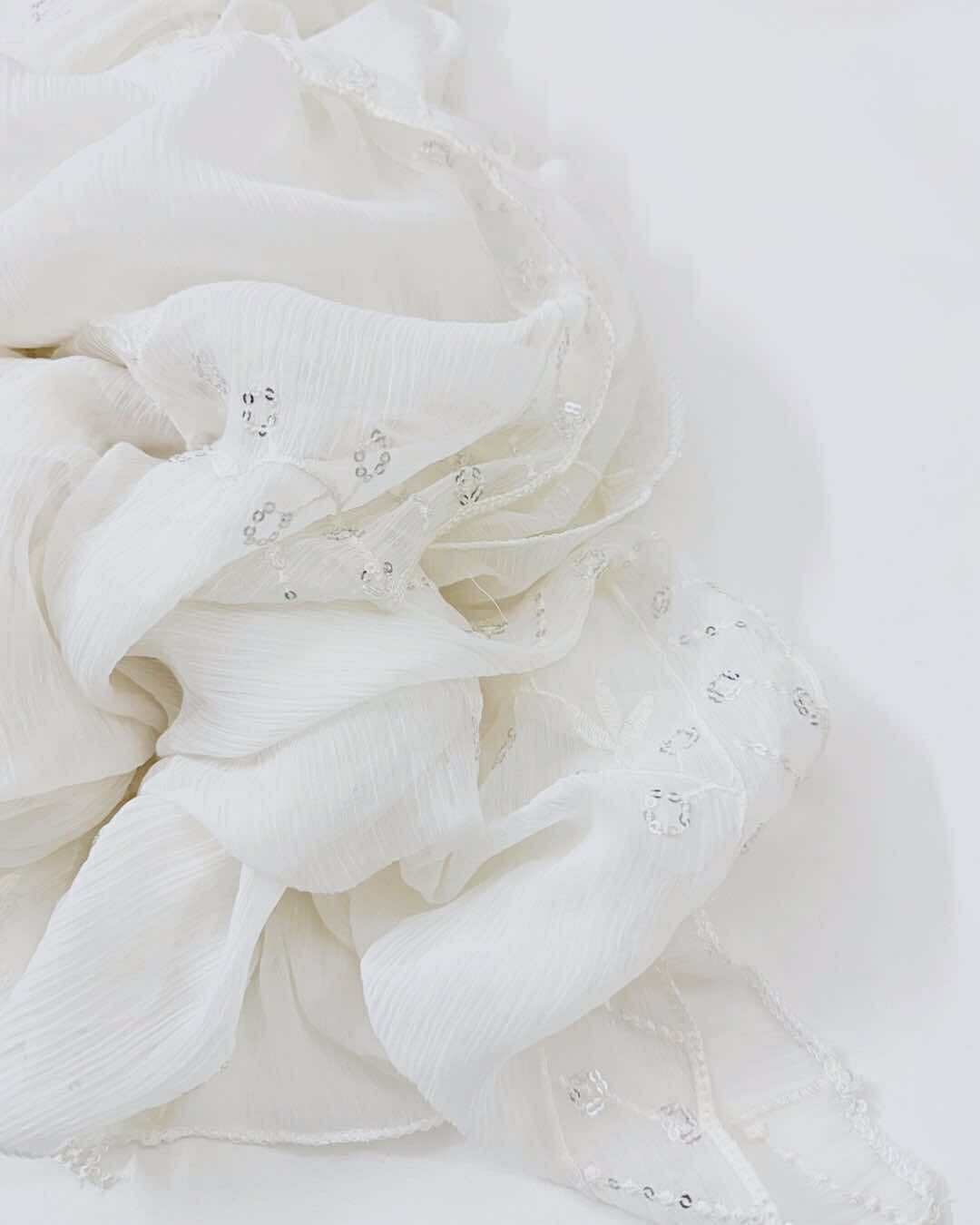 Chiffon Sequins dupatta - White (Design 2)
